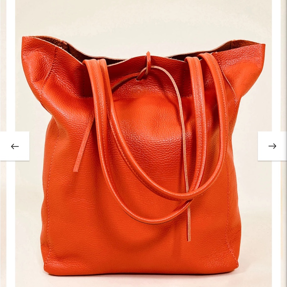 Debbie Katz Miami Orange Leather Shopper Brand New